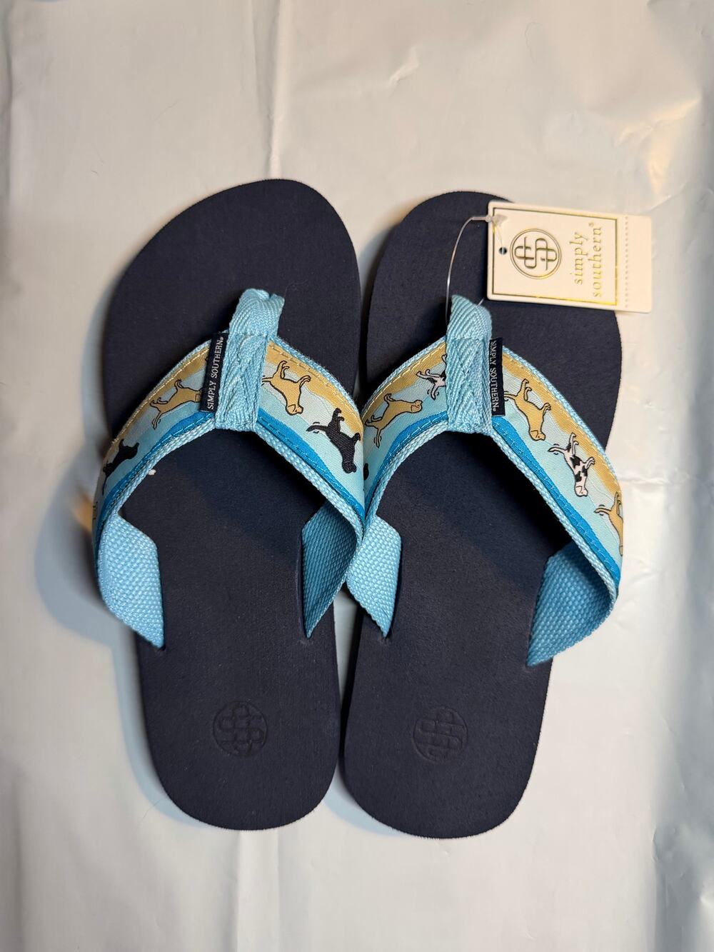 Simply Southern Womens Small Dog Print Flip Flops NWT
